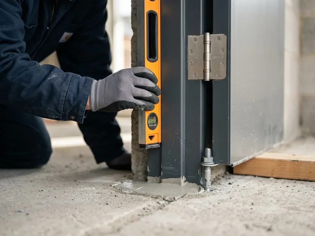 Hardware close-up for hollow metal doors and frames work in San Diego